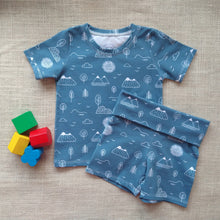 Load image into Gallery viewer, Blue Mountain Short Sleeve Top &amp; Shorts Set
